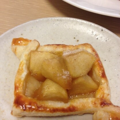 いつもと違う形のアップルパイができました。
見た目にもりんごがよく見れる＆たっぷり入れられて美味しかったです♪